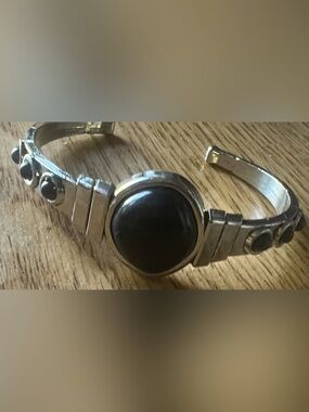 Black Stone Cuff Bracelet